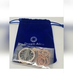 Dream Alice Costume Feather Dream Catcher Pendant With 26" Rose Gold Tone Chain